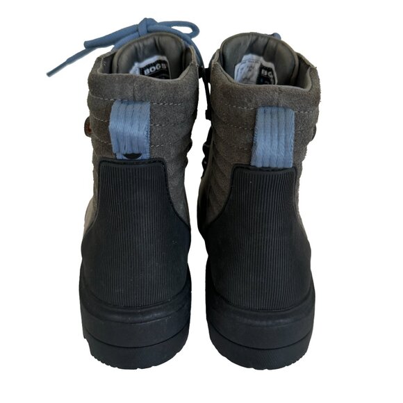 Bogs Holly Lace-up Waterproof Grey Leather Boots Hiking Women's Size 7 NWOT - Picture 8 of 10